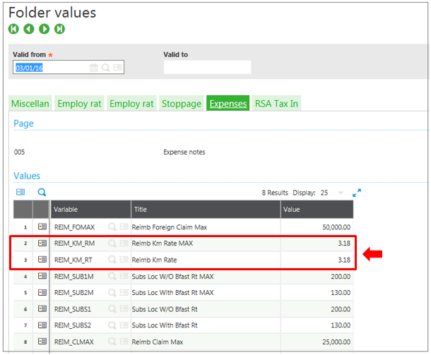 expense notes folder value