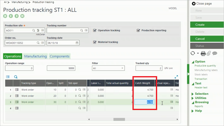 production tracking screen