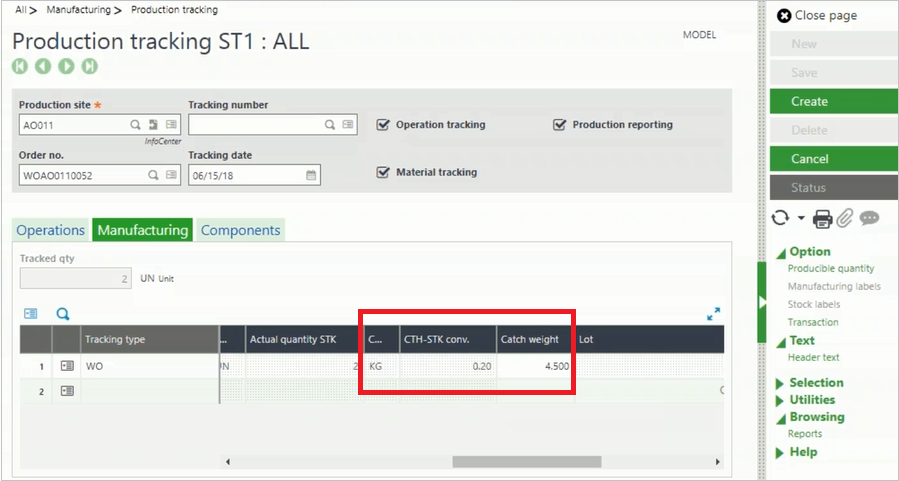 production tracking screen