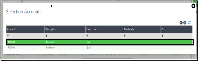 Budget misc. account selection