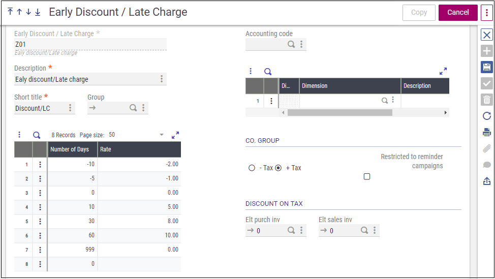 Early Discount/Late Charges