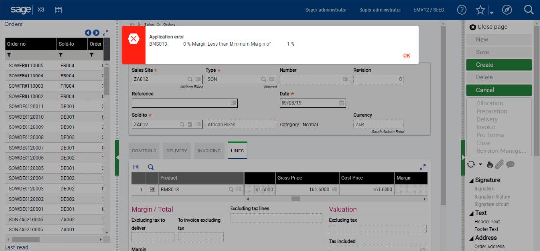 Block Sales Order if gross price is equal to or less than cost price