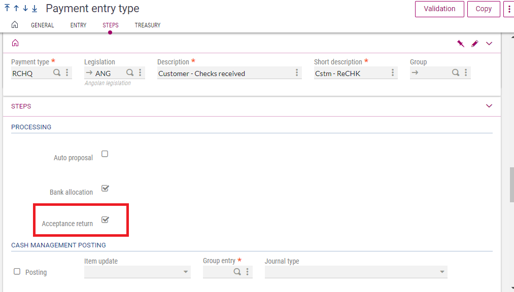 ﻿Payment Entry Setup