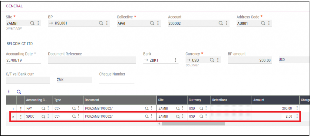 AP/AR Payment Receipt entry