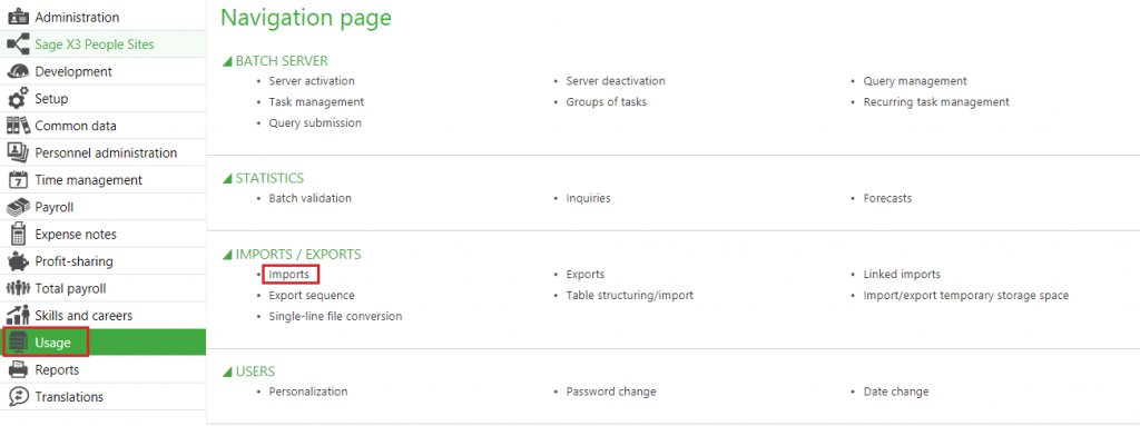 Usage Screen
