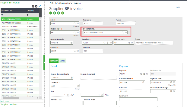 Supplier BP Invoice