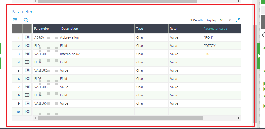 Workflow Rules Parameter grid