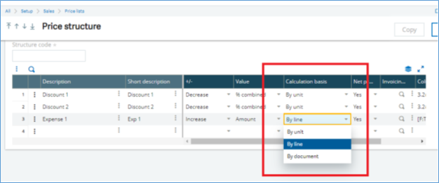 Fig1: Price structure screen