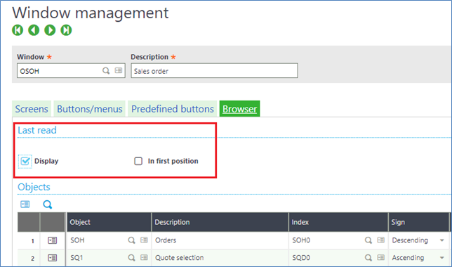 Sales Order Window