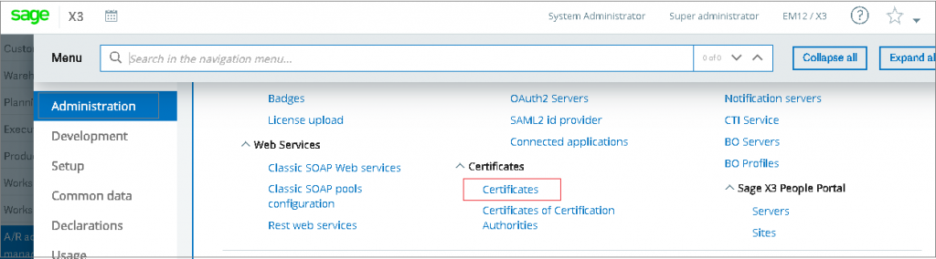 Certificate Screen