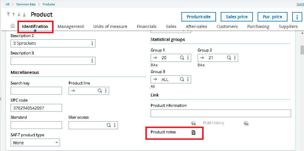How To Set Notes For products in Sage X3 V12 Sage X3 Tips, Tricks