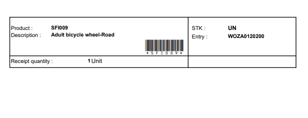 Label printed with barcode
