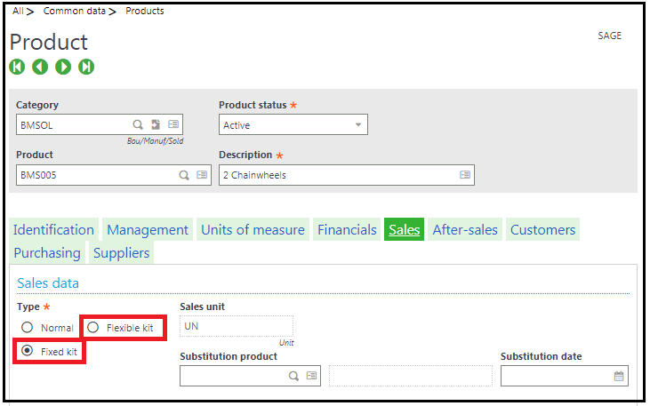 Product Master sales data type