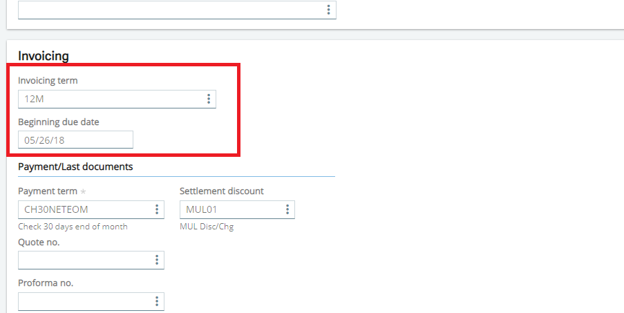 Order screen