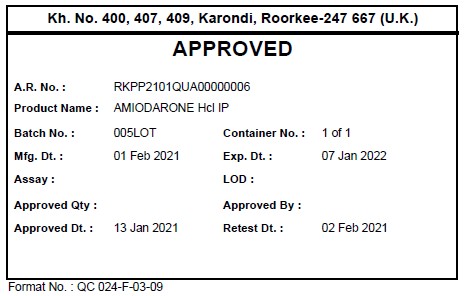 Approved Label