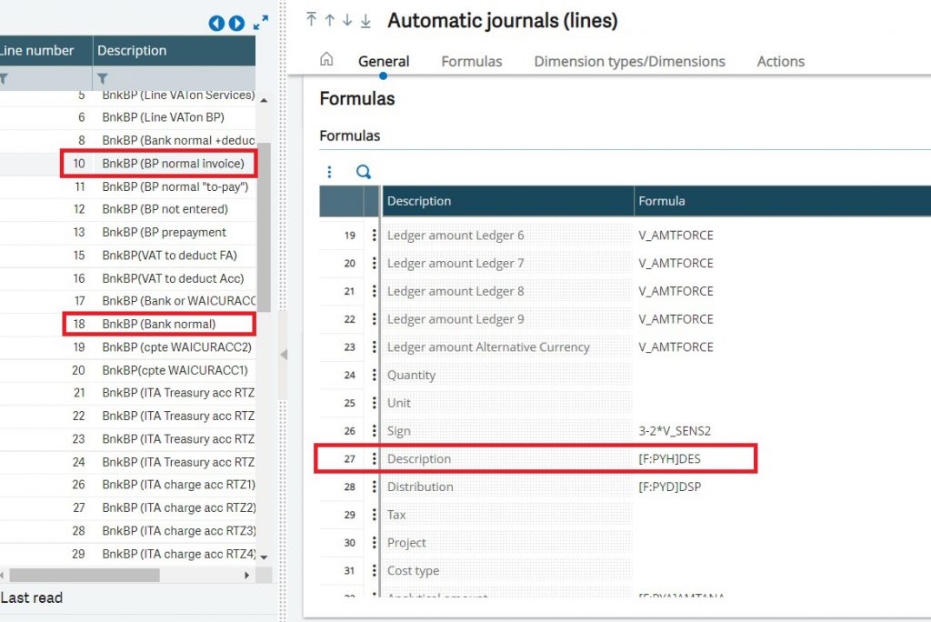 Line no. 10 & 18 having Description field on Automatic Journals(lines)