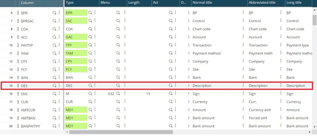PAYMENTH table in Table dictionary