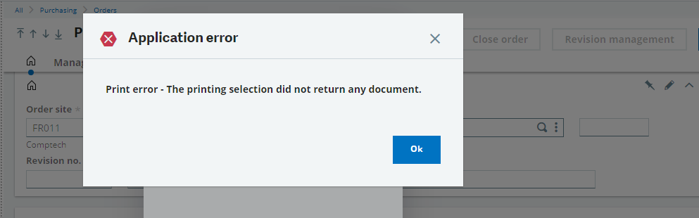 [Print Error – Purchase Order Report]
