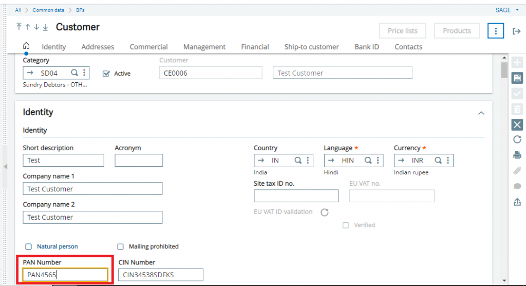 PAN No Field with duplicate value