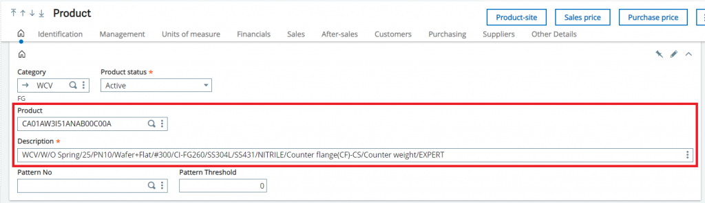 Generated Product Code and Product Description