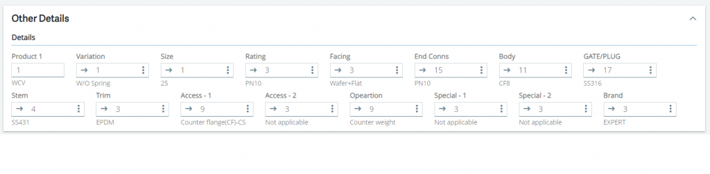 Other Details Output after selection