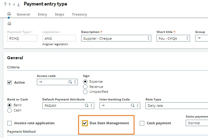 Payment entry