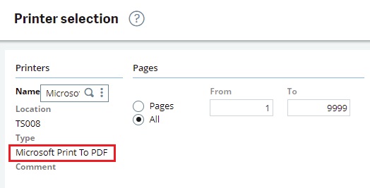 Selecting printer type for PDFs