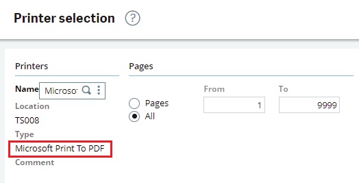Selecting printer type for PDFs