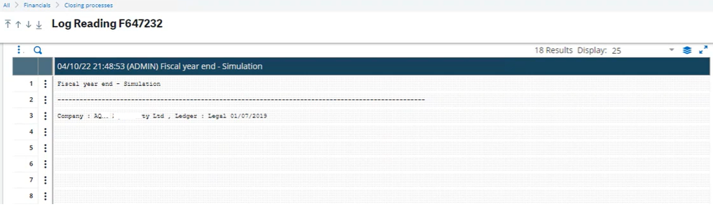 Fiscal Year end log