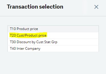 [Fig 1. Transaction Types of Sales Price List]