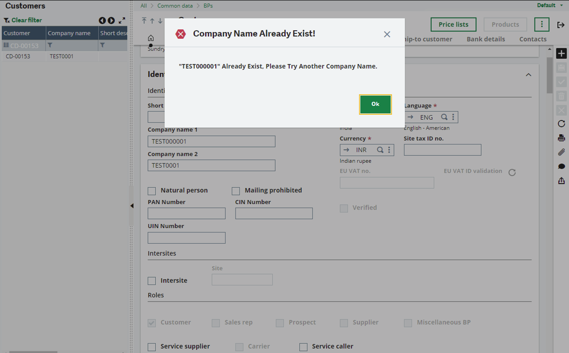 Validation on Company name and GST number fields Sage X3 Tips