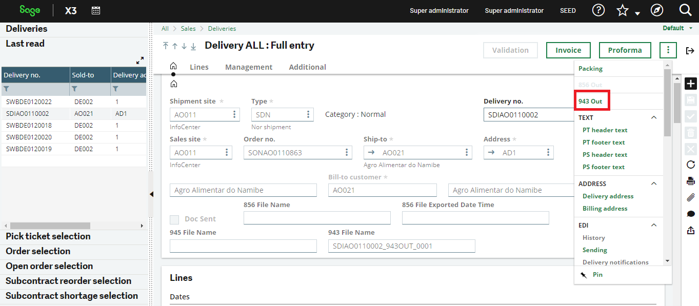 InterSite Sales Delivery Export with EDI in Sage X3 Sage X3 Tips