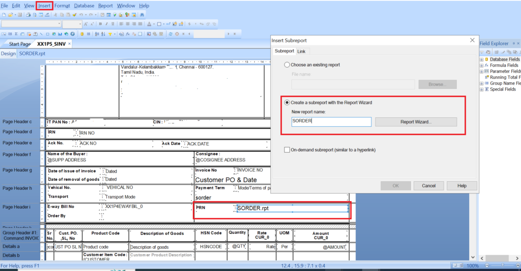 Fig 1 SORDER Sub-report