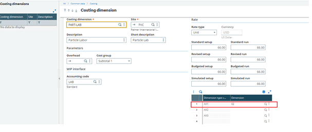 Labor Costing Dimension