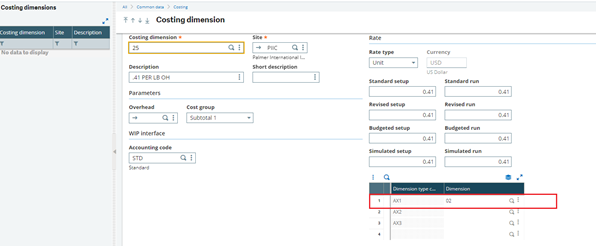 Machine Costing Dimension