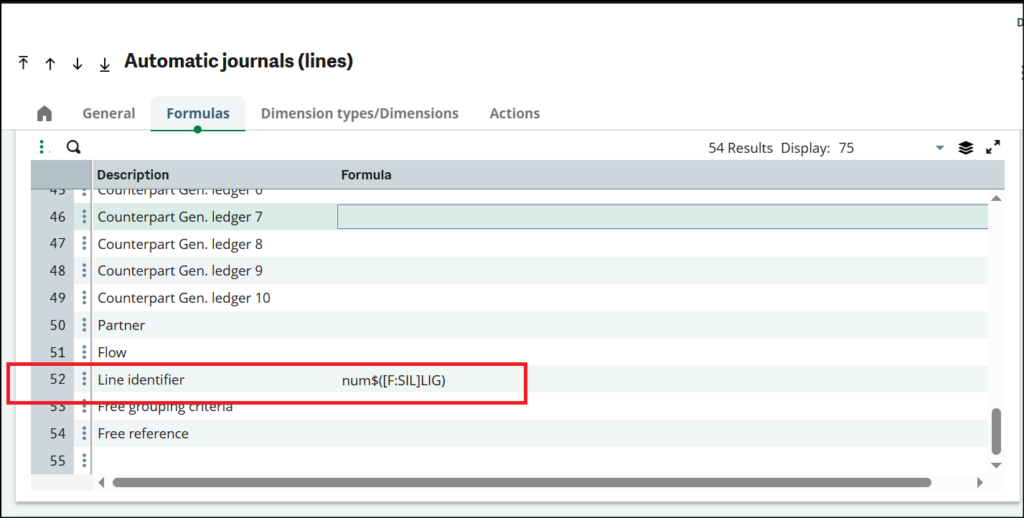 Fig04: Automatic Journal screen (Formula)