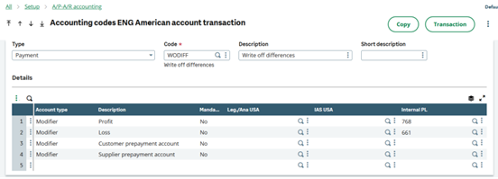 Accounting Codes