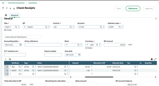 Payment screen