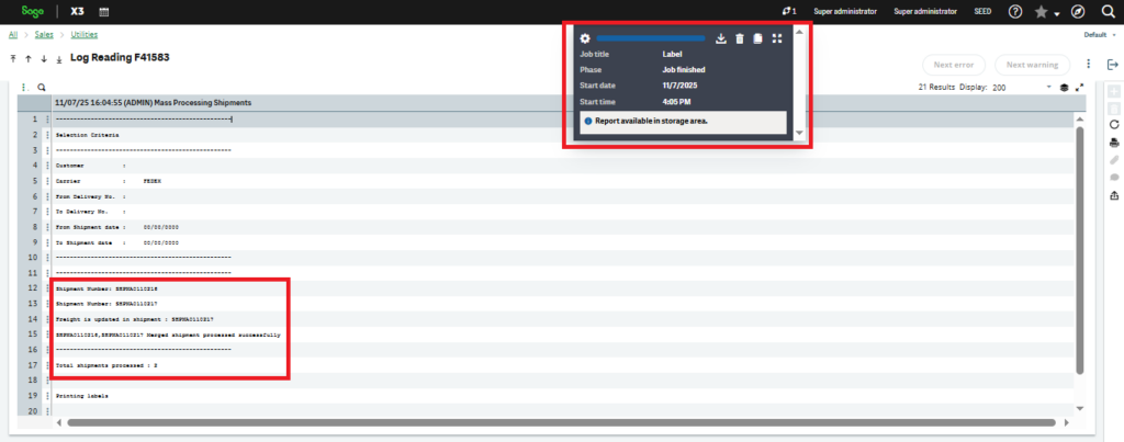 Merge shipment and Label printing