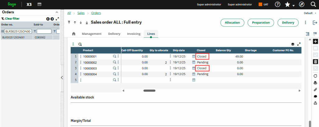 Fig 6. BLR302512SON001 line status