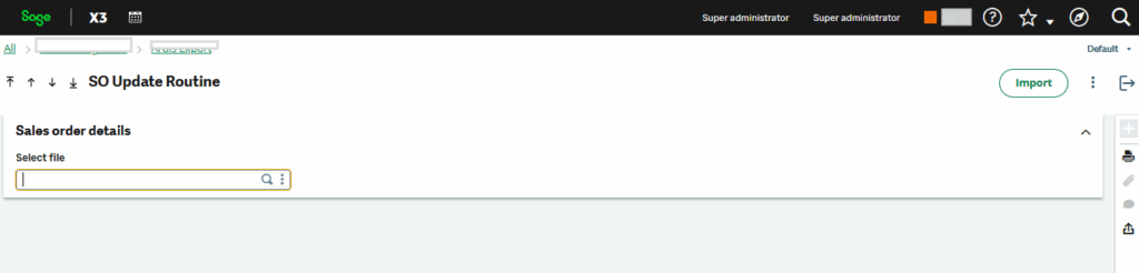Fig. 2 SO Update Routine Screen