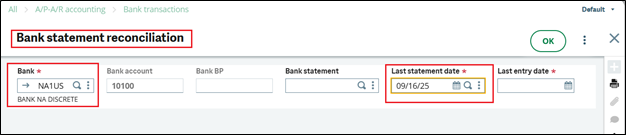 Bank statement reconciliation