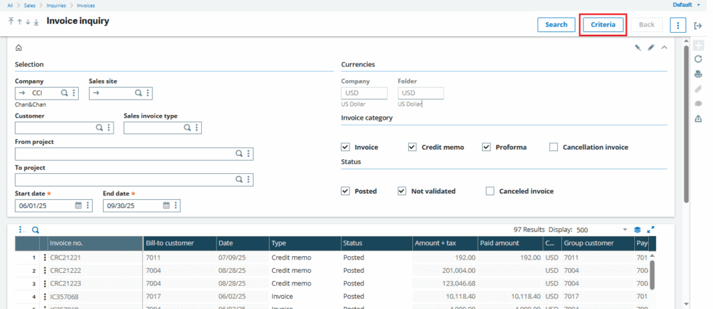 Sales Invoice Screen
