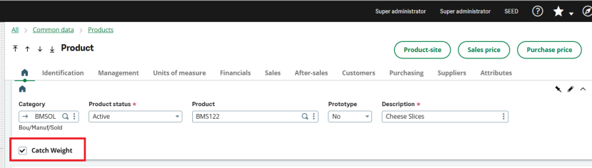 Product Catch Weight