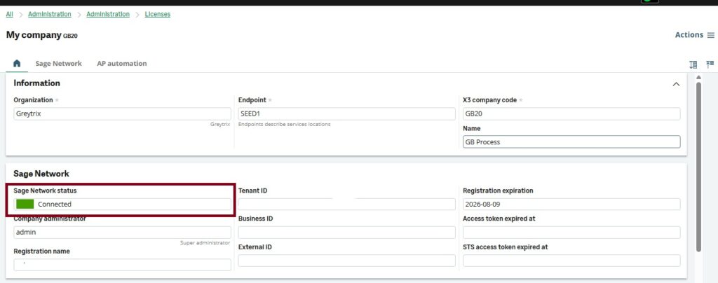 Register company to the sage network