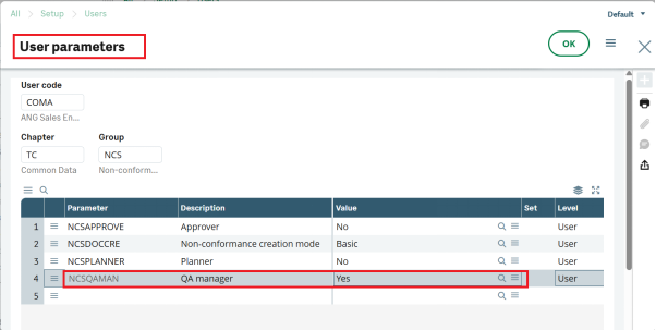 Figure 02 – QA Manager Parameter
