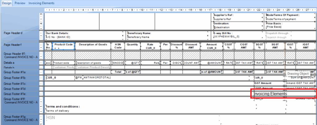 Figure 04 – Invoicing Element Subreport