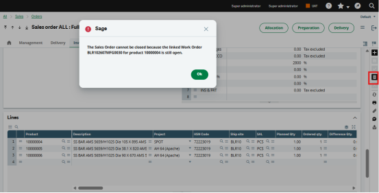 Fig3. Sales Order Deletion using delete button.