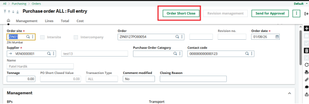 Fig 1 - Order close button