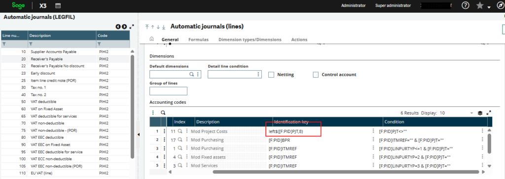 Automatic journal PIH2 Identification key
